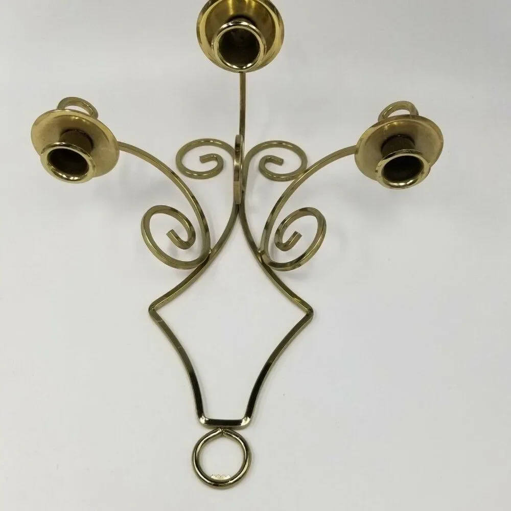 Vintage Homco 1258 Franklin Park Triple Wall Sconce Brass Plated Candle 12